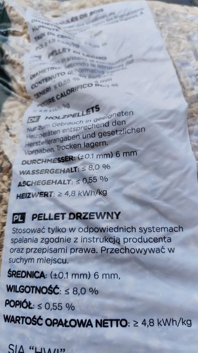 Pellet 6mm sosna-brzoza A1 certyfikat Dostępny Od Ręki