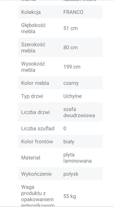 Szafa 80 czarny połysk odbiór osobisty