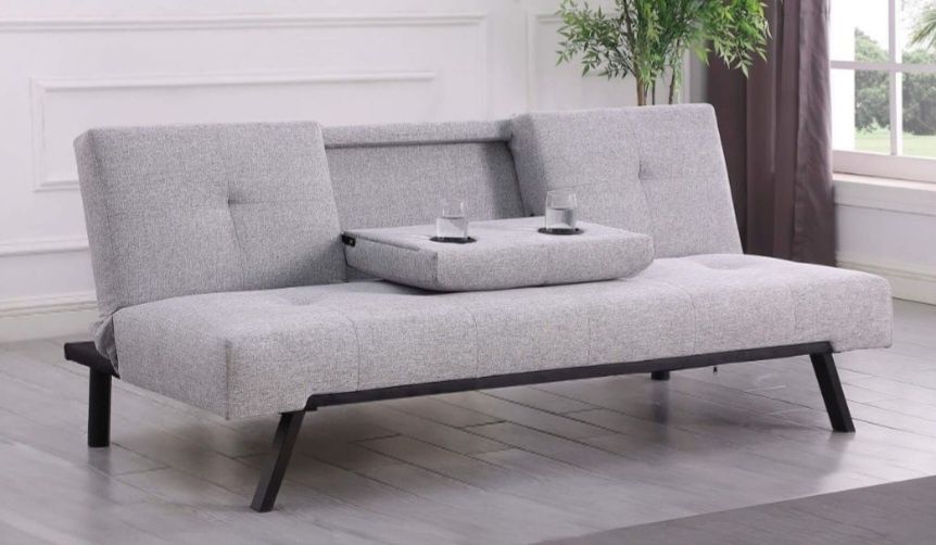 Sofá cama com porta copos