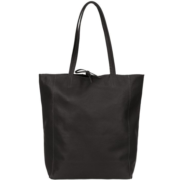 VERA PELLE torebka damska skórzana shopper z rzemykami V501 czarna