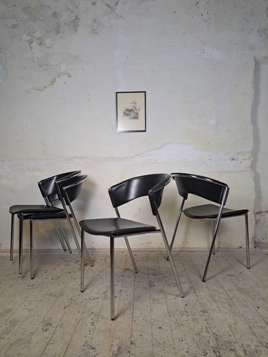 krzesła calligaris, włoskie skórzane, bauhaus