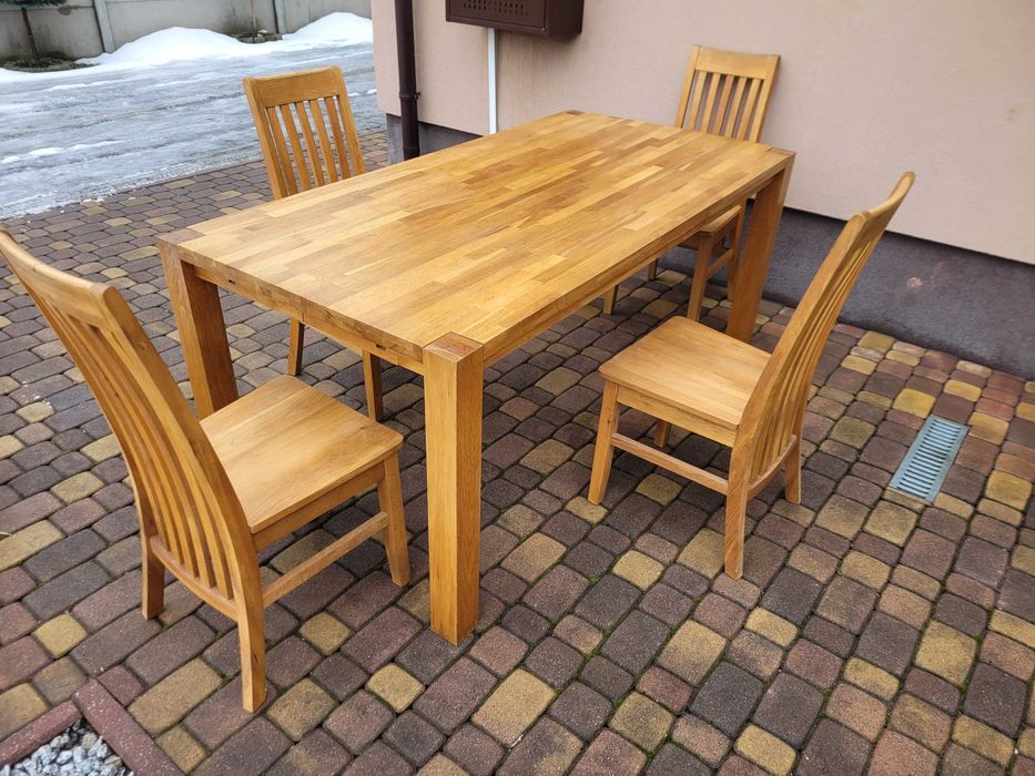 Meble Z Litego Drewna Stół Z Krzesłami Drewniany Dębowy