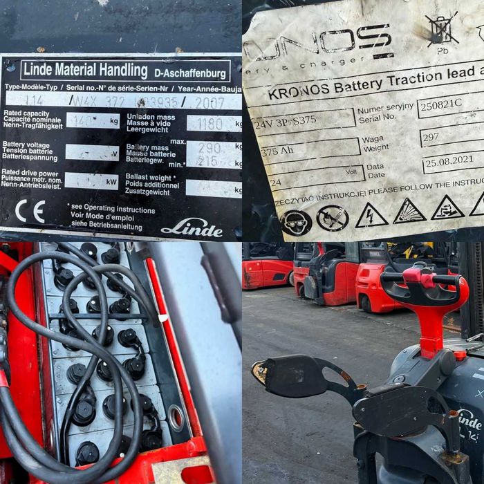 paleciak elektryczny z masztem LINDE L14 podnoszenie 4.30m wózek paletowy