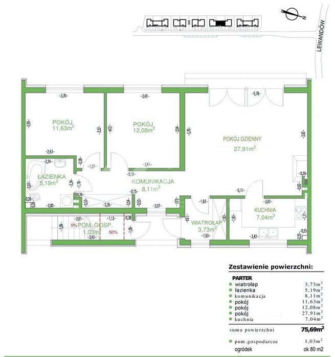 76 m | 3 pokoje z dużym ogrodem ok 80 m² | od już - More