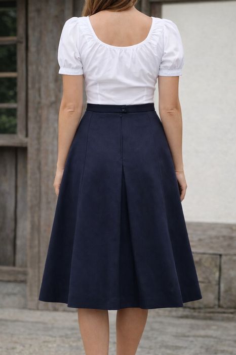 Spodnica bawarska wełna dziewicza vintage retro L 40 navy blue granat