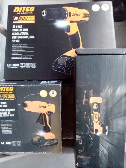 Zestawt narzędzi akumulatorowych 20V Niteo 3szt Nowe