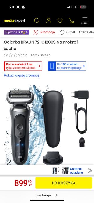 Golarka BRAUN Seria 7 71-S7200CC Na mokro i sucho