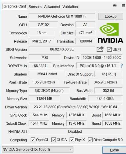 GTX 1080 TI Gaming X Trio 11gb