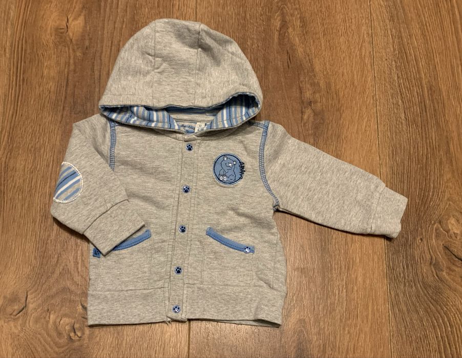 Szara bluza niemowleca Naturally baby r. 62 68 rozpinana z kapturem
