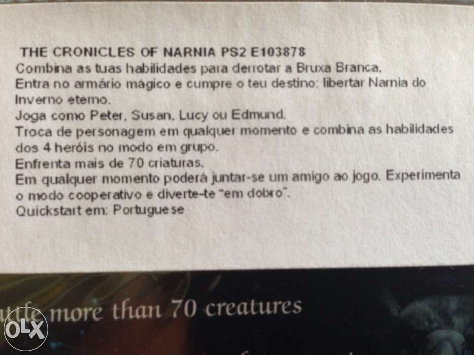 Jogo PS2: "The Chronicles of Narnia"