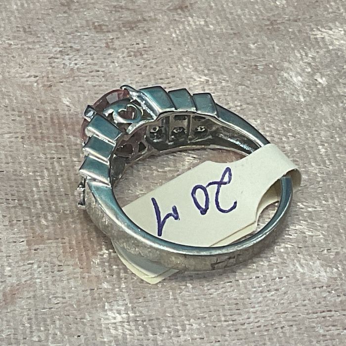 Anel prata 925 ,rosa brilhantes ,20 mm