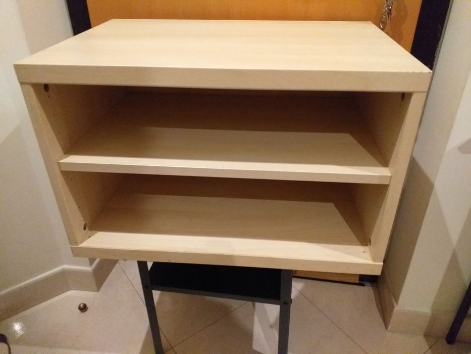 Armário estante arrumação madeira BESTA  IKEA,60x40x38alt,1prateleira,castanho claro,robusto