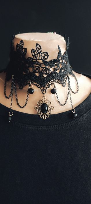 Alternative Goth Victorian koronkowy choker z zawieszką