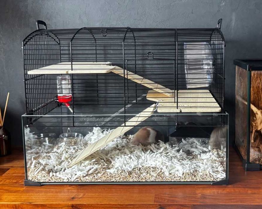 Klatka dla chomika NOWA ze szklaną kuwetą ZESTAW domek dla gryzonia