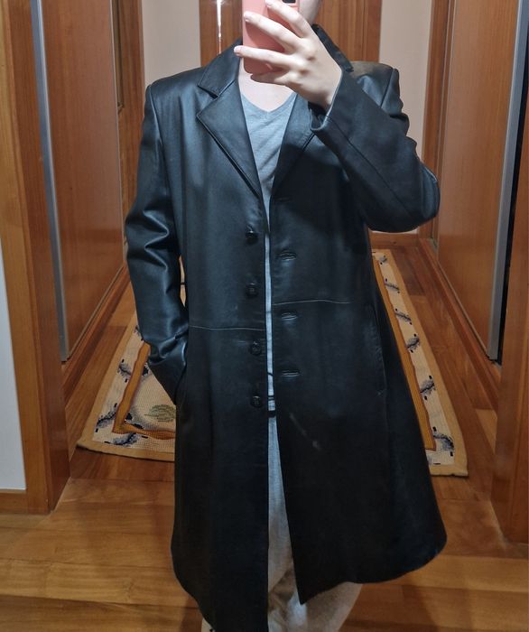 Casaco de couro genuíno