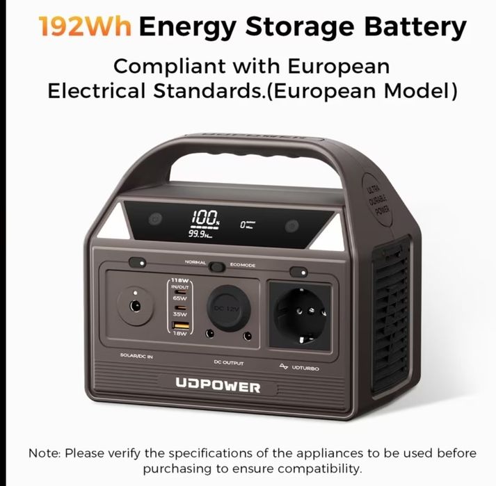 Зарядна станція UDPOWER C200 192Wh 200W/400W LiFePO4 60000mAh Чиста Синусоїда