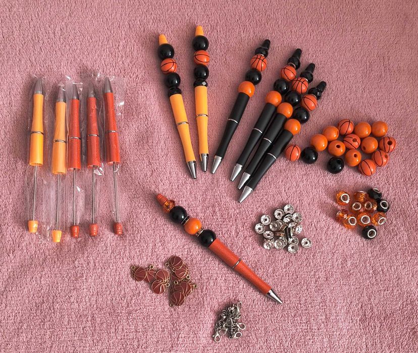 Długopisy kreatywne DIY – zestaw 12 szt. motyw koszykówka