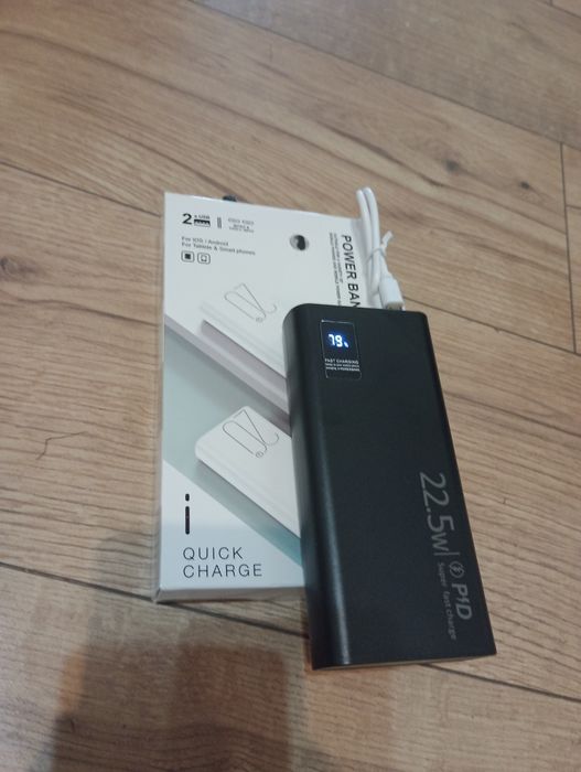 POWERBANK 20000mah/ 22,5w- Fast Charge/ Biały/ Czarny+kabelUSB-C