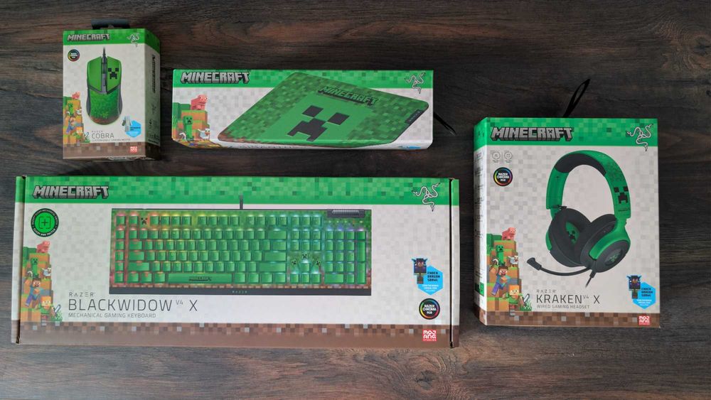 Razer Minecraft Gaming Bundle Набір Клавіатура Миша Навушники Килимок Ексклюзив Новий