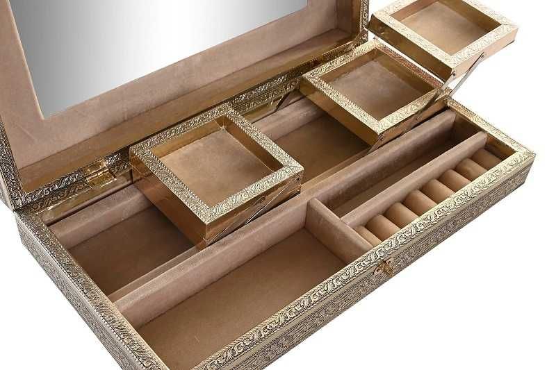 Guarda Joias de Metal Dourado - 38X20X8cm By Arcoazul