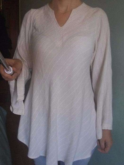 Túnica de algodão branca, boho ou medieval