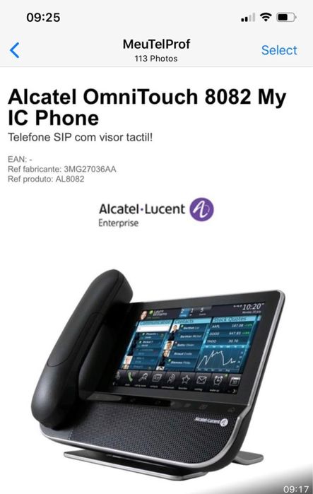 ALCATEL-LUCENT OmniTouch 8082 Telefone SIP com visor táctil