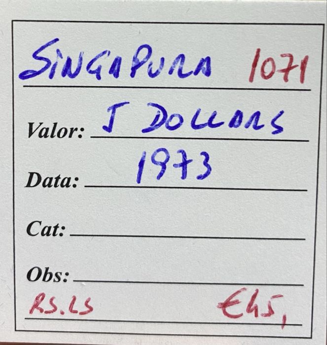 Moeda 1071 - SINGAPURA 5 Dollars 1973 Prata