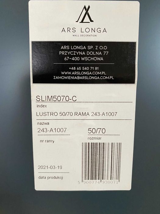 Lustro czarna rama 50/70 AGATA MEBLE