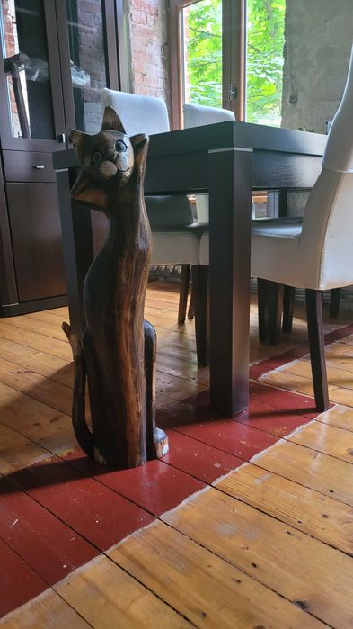 Figurka kot drewniany duży