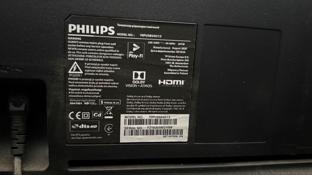 Sprzedam tv Philips 70”