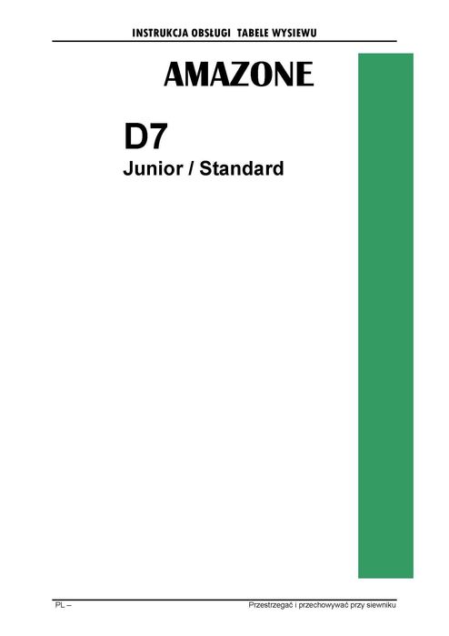 Amazone D7 Standard Junior Tabele