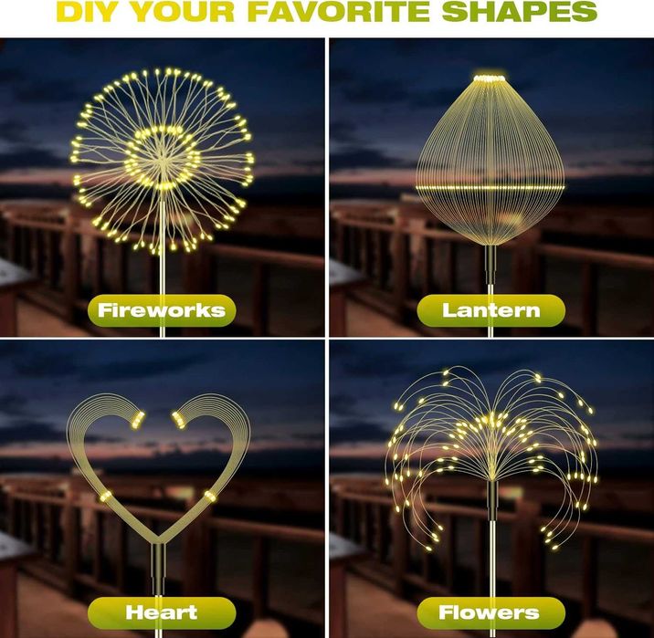 Liyade 2 lampki solarne, ogrodowe 120 diod Led 8 trybów ciepły biały