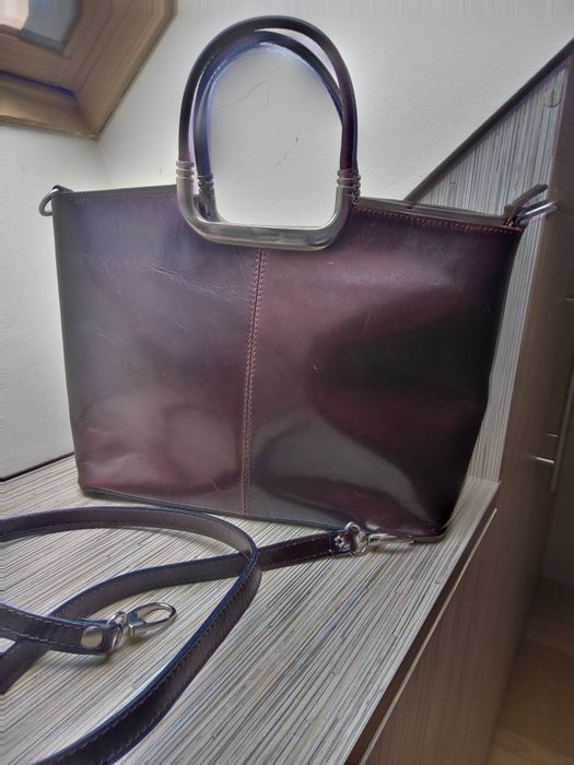 Torebka skórzana włoska brązowa