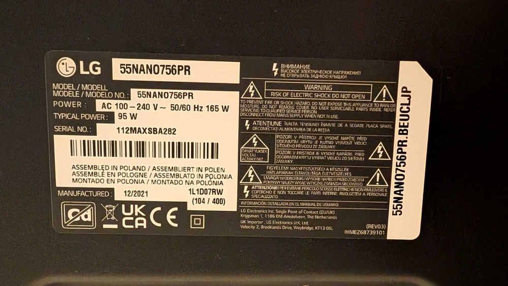 Televisão TV LG Nano Cell 55'' - 4K Ultra HD - Smart TV - Avariada!