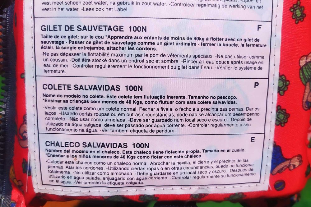 Colete de barco para criança  15-30 Kg - Como Novo