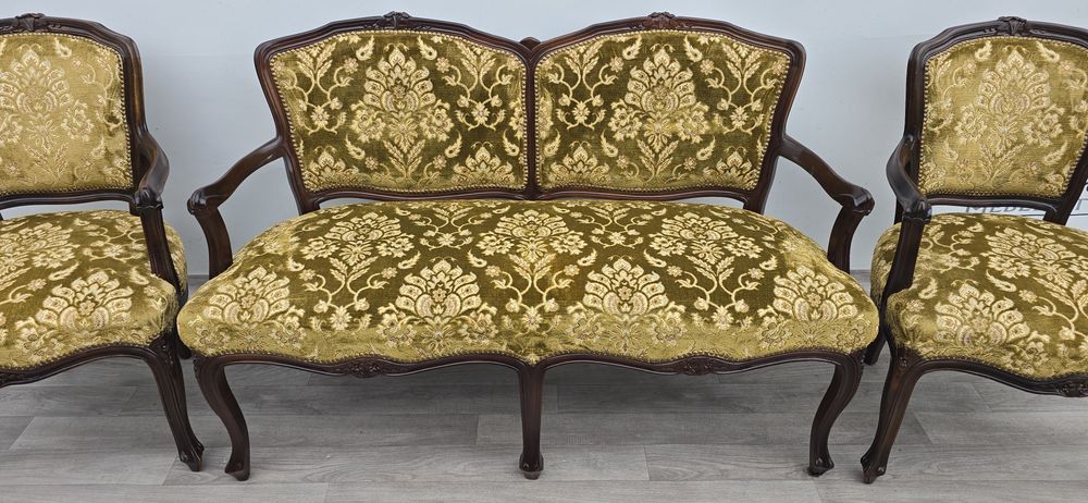 Stylowy zestaw wypoczynkowy  Sofa + 2 fotele Chippendale