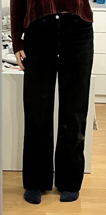 Jeansy straight leg czarne damskie