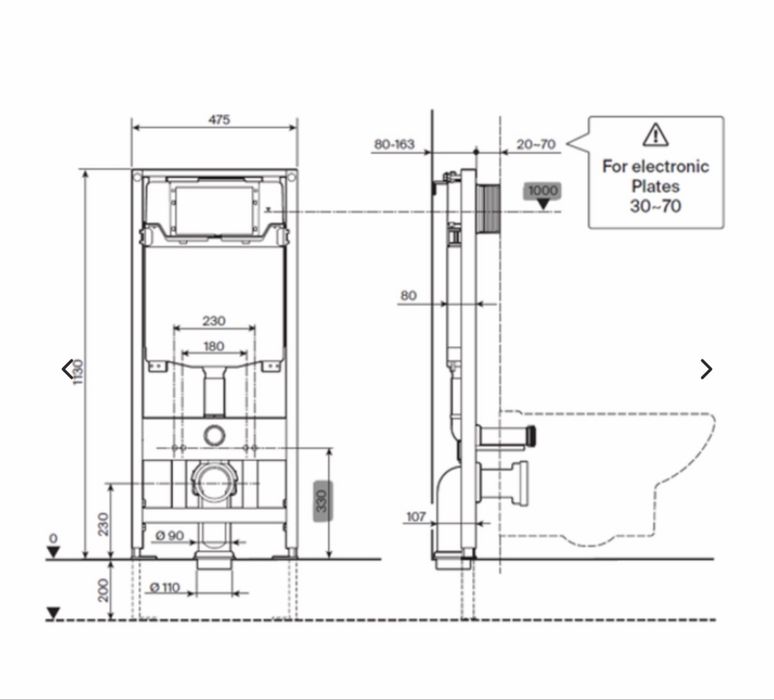 Roca Kit - Bastidor + Sanita suspensa + Placa/Botão