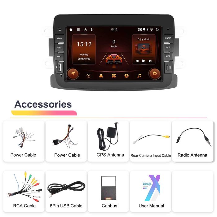 Rádio Android 7" Renault captur Dacia Duster Sandero 64GB Carplay NOVO