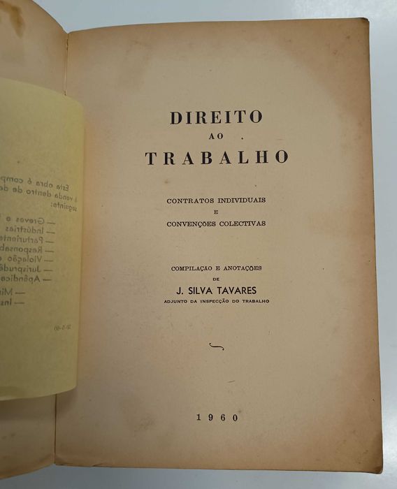 1a edição: Direito ao trabalho, de J. Silva Tavares