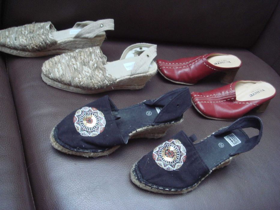 Sandały damskie na koturnie na obcasie 36 komplet 3 pary butów letnich