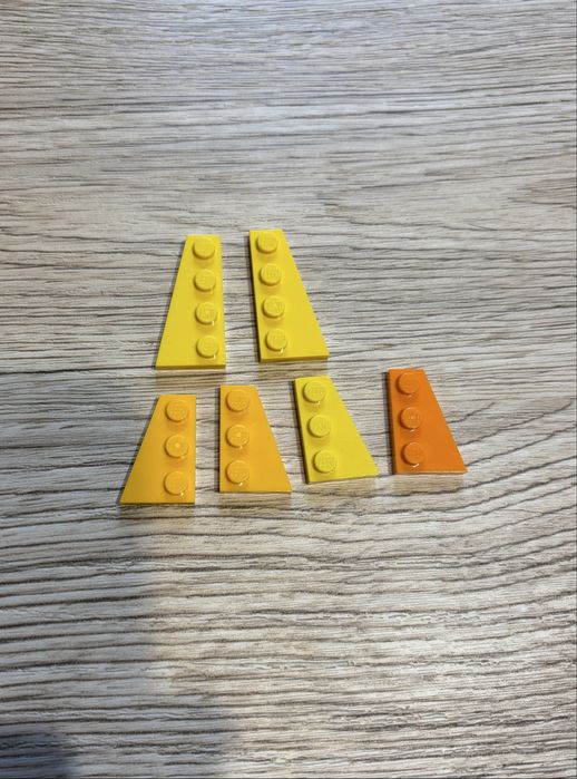 Lego żółte, pomarańczowe skosy 6 sztuk