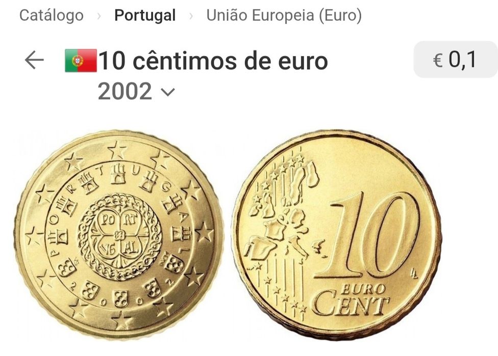 Moeda 0,10€, Portugal 2002