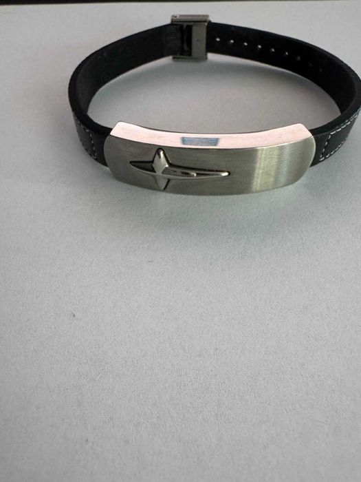 Bransoletka męska Aztorin ze stali szlachetnej i skóry