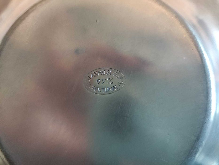 Conj. de Cafeteiras com Prato em Estanho Puro 97% - "ESTANHOS LOURO"