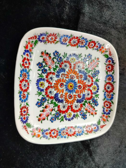 Cepelia Opole ręcznie malowany talerzyk porcelanowy kwiaty