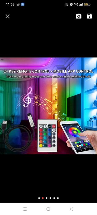 Fita led com 3mt com comando e bluetooth nova