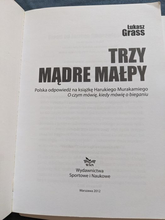 Książka "Trzy mądre małpy" Łukasz Grass - autograf