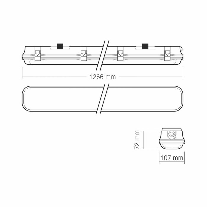 LED світильник IP65 лінійний під лампу 2хТ8 VIDEX 1,2М 220V 27666