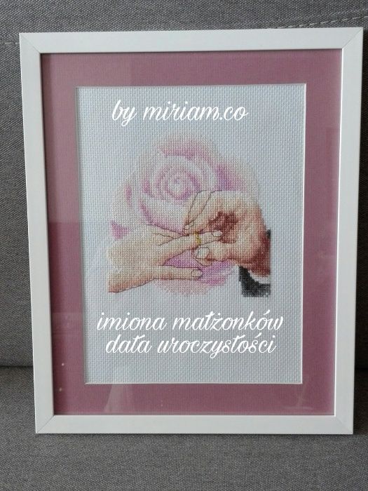 obrazek pamitka dekoracja slubu wesela haft